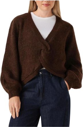 Co'Couture Cosy Twist Back Knit - Dames - Vesten - Bruin - XL - Wol - Truien & Vesten