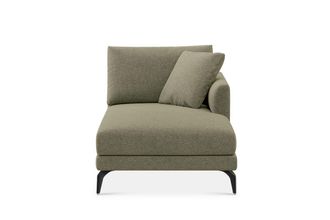 Castlery Lena Right Chaise Sofa Customized, Performance Classic Twill Moss, Matte Black Legs, Spill Resistant, Removable Covers for Sofas, Castlery