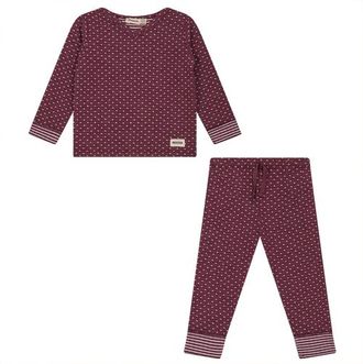 Mocha Dot Print 2 Piece Set, Long Sleeve Top & Elastic Waist Bottom in Burgundy at Nordstrom, Size 4T