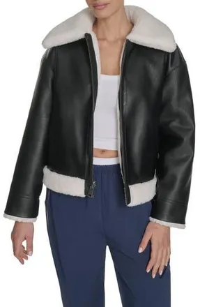 Levi's Reversible Faux Leather & Faux Shearling Jacket in Black/Cream at Nordstrom Rack, Size X-Small