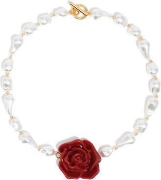 Bimba & Lola rose pearl necklace - women - glass/Resin/Brass/Zinc Alloy - One Size - White