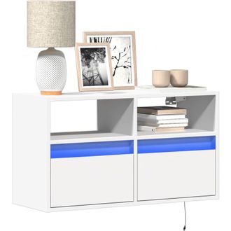 vidaXL Vidaxl - Mobile tv a Parete con Luci led Bianco 80x31x45 cm