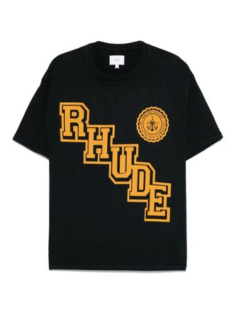 Rhude diagonal-logo graphic T-shirt - Black