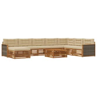 vidaXL Conjunto De Sof&aacute;s De Exterior 9 Uds. Natural Y Beige Vidaxl