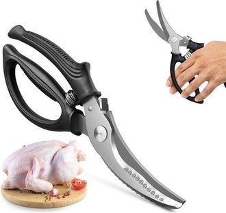 OEM 1 Pieza, Tijeras, Acero Inoxidable, Tijeras De Cocina Resistentes, Multifuncionales, Pollo, Aves, Pescado, Hierbas, Etc, Negras