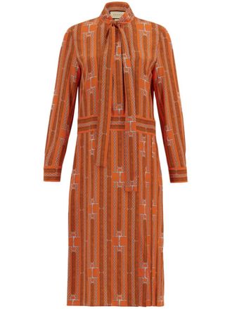 Gucci graphic-print midi dress - Orange