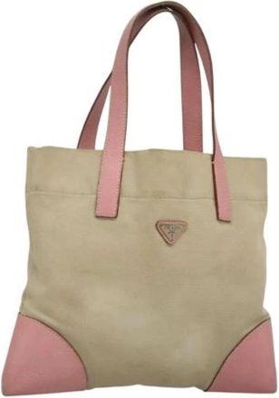 Prada Pre-owned Canvas prada-bags - Dames - Vintage Shopper - Beige - ONE Size - Leer - Vintage