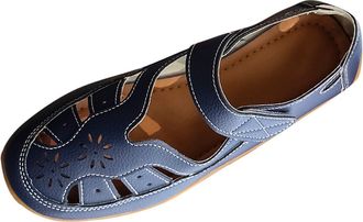 Generic Womens Flat Sandals Closed Toe Casual Summer Shoes Solid Color Hollow Breathable Non-Slip Lightweight Comfortable Orthopedic Shoes Outdoor Beach