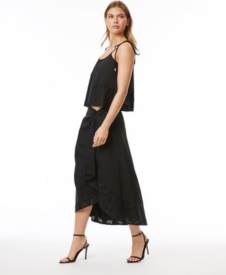 Adrienne Landau Eyelet Draped Skirt