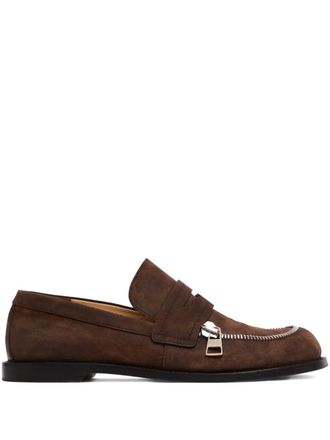 J.W.Anderson suede biker loafers - Brown