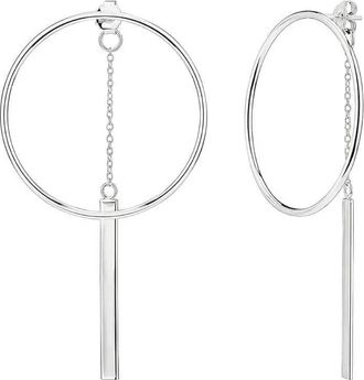 Gold & Honey Womens Interchangeable Circle Drop Earrings In Silver