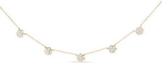 House of Brilliance 14K Yellow Gold 2.00 Cttw Diamond Cluster 18 Station Necklace at Nordstrom