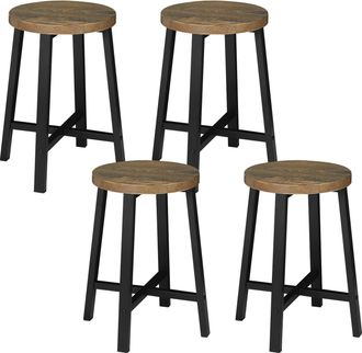 Woltu 4x Sillas De Comedor De Madera Taburete Redondo De Madera Maciza Silla Tocador Resistente Taburete Bajo Para Cocina Comedor Dormitorio Pasillo Marrone