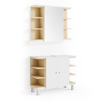 Vicco Conjunto De Muebles De Ba&ntilde;o Aquis, Blanco, 2 Piezas