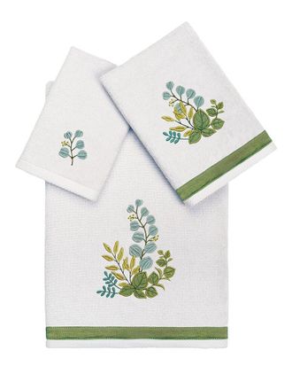 Linum Home Textiles 100% Turkish Cotton Botanica 3Pc Embellished Towel Set