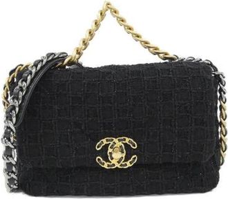 Chanel Pre-owned 19 Tweed Shoulder Bag - Dames - Vintage Schoudertas - Zwart - ONE Size - Tweed - Vintage
