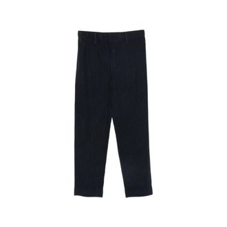 Issey Miyake Broeken, Heren, Blauw, M, Polyester, Gekreukte Broek