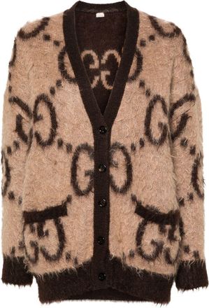 Gucci reversible GG-jacquard cardigan - women - Polyamide/Mohair/Wool - S - Neutrals