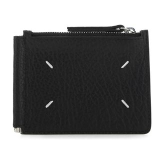 Maison Margiela Wallets & Cardholders, male, Black, Size: ONE SIZE Black Leather Card Holder Wallets