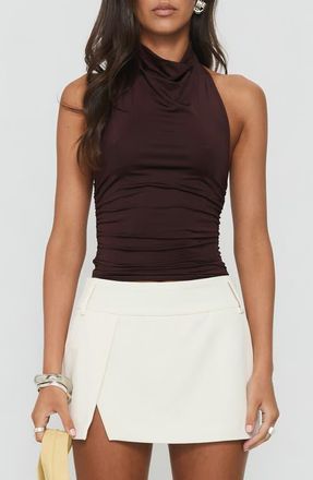 Princess Polly Giggle Halter Top in Chocolate at Nordstrom, Size 10