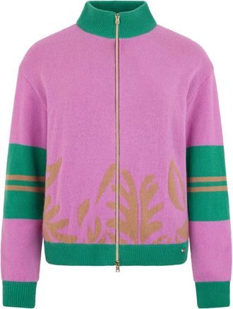 Herno Vest met rits met bloemenmotief - Dames - Vesten - Roze - M - Kasjmier - Truien & Vesten