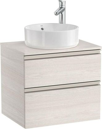 Roca Roca - Mueble base de 2 cajones para lavabo de sobre encimera central the gap Color: Fresno nórdico - Medidas: 605x460x537 mm