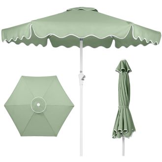 Best Choice Products 7.5ft Patio Market Umbrella with Wavy Trim, Fade-Resistant, Crank & Tilt, Wind Vent