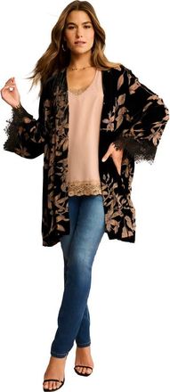 Roaman's Plus Size Velour Embroidered Wrap in Brown Floral at Nordstrom, Size X-Large/xx-Large
