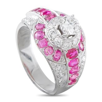 Luxury Bazaar 18K White Gold 1.47ct Diamond and Ruby Ring MF07-081126