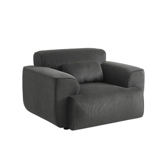 Sweeek Sill&oacute;n de pana con coj&iacute;n, gris oscuro