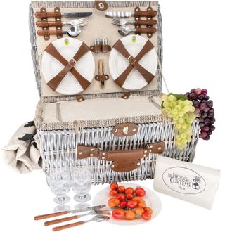 Les Jardins de la Comtesse Cesta picnic de mimbre Angers beige para 4 personas