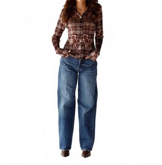 Bailey Rose Rosewood Button Up Top In Brown