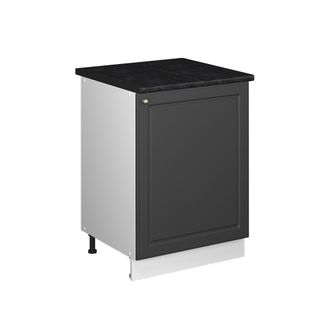 Vicco Mueble Bajo De Cocina Fame-line, Antracita-oro Landhaus/blanco, 60 Cm 1 Puerta Con Encimera, Vicco