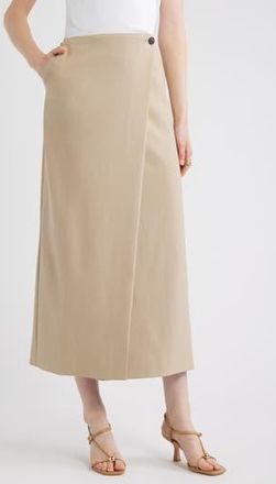 Nordstrom Wrap Midi Skirt in Beige Humus at Nordstrom Rack, Size X-Small