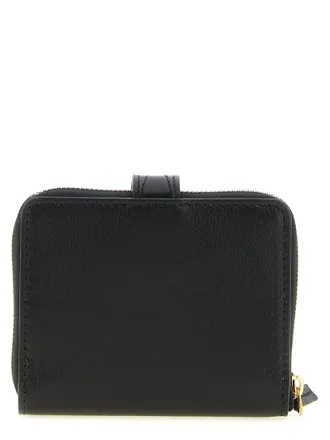 Chlo&eacute; Gold Padlock-Embellished Leather Wallet - Black