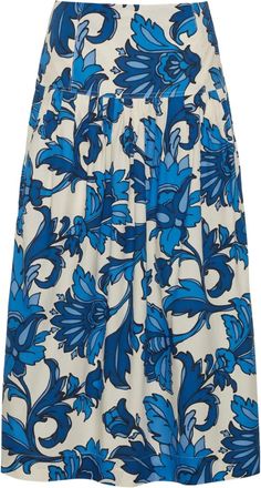 Cara Cara Diya midi-rok met bloemenprint - Wit