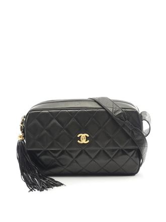 Chanel 1994-1996 CC Quilted Lambskin Tassel Camera Bag crossbody bag - Black