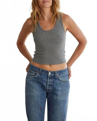 perfectwhitetee Blondie Ribbed Tank Top In Dark Heather Grey