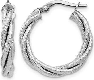 Diamond2Deal 14K White Gold Twisted Triple Twist Fancy Hoop Earrings