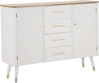 Mauro Ferretti Mueble de madera blanca y marrón con puertas y cajones cm 117x37x90
