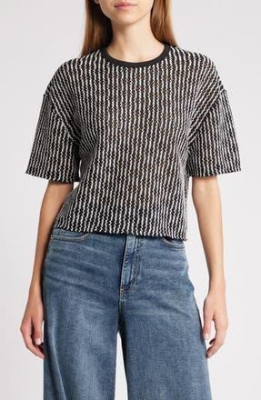 Rag & Bone Gigi Stripe Knit Crop T-Shirt in Black Multi at Nordstrom Rack, Size Large