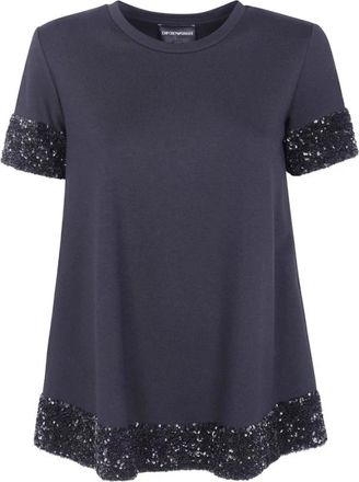 Emporio Armani Truien Zwart - Dames - T-shirts - Zwart - S - Pailletten - Tops