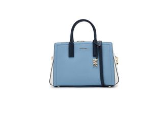 Michael Kors Laila Medium Satchel Satchel Womens Handbags Chambray, Leather