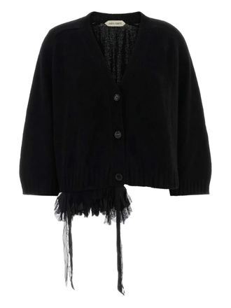 Alberta Ferretti ruffled cardigan - women - Cashmere/Wool - 38 - Black