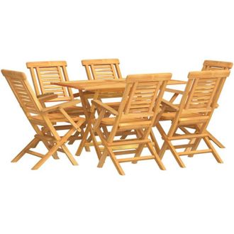 vidaXL Juego De Comedor De Jard&iacute;n 7 Piezas Madera Maciza De Teca Vidaxl