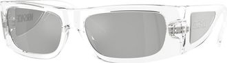 Versace Clear Mirror Silver Wrap Mens Sunglasses VE4482 148/8V 57