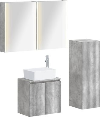 vidaXL Set Di Mobili Per Il Bagno 4 Pz Grigio Cemento Vidaxl