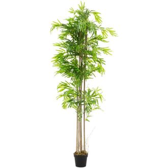 ML Design Ml-design Bamb&uacute; Artificial 210 Cm Decorativo, Planta Grande Estilo Oriental Falsa Tronco Hojas Y Maceta De Pl&aacute;stico, Para Interior Y Exterior, &Aacute;rbol O
