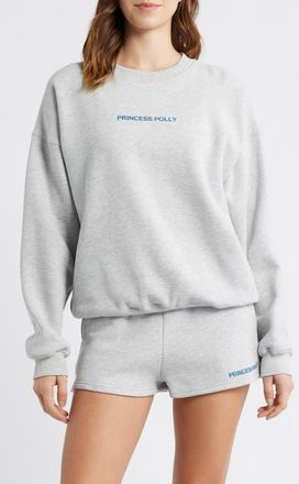 Princess Polly Logo Graphic Crewneck Sweatshirt in Grey at Nordstrom, Size 10