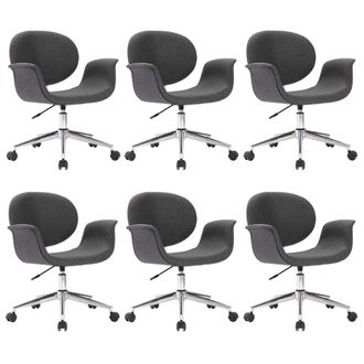 vidaXL Sillas De Comedor Giratorias 6 Unidades Tela Gris Vidaxl